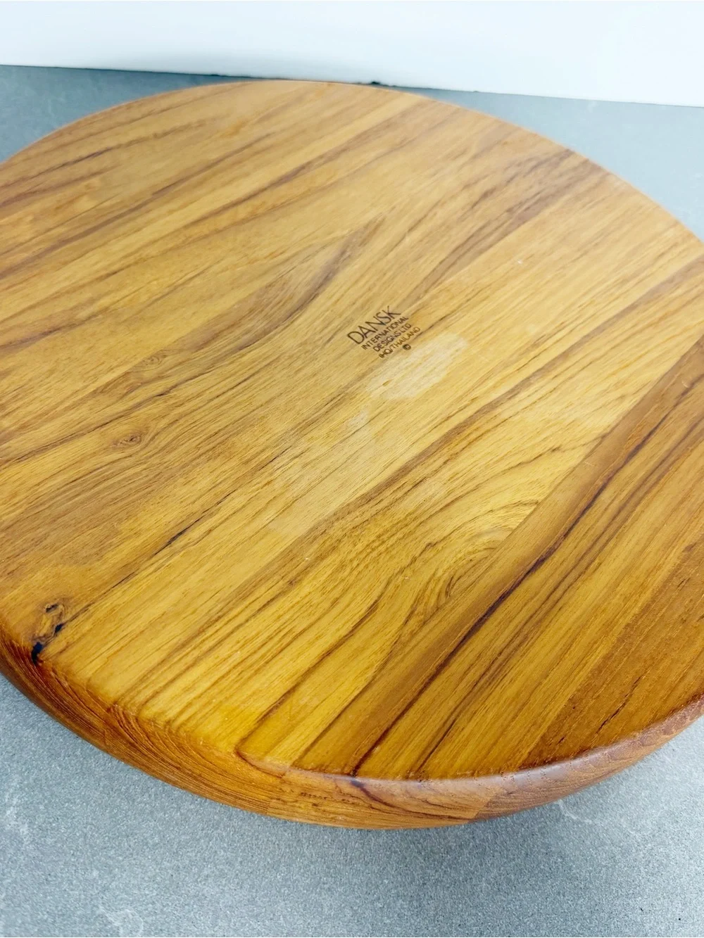 1960s Dansk Teak Wood Round Partitioned Chip Snack Dish Tray
